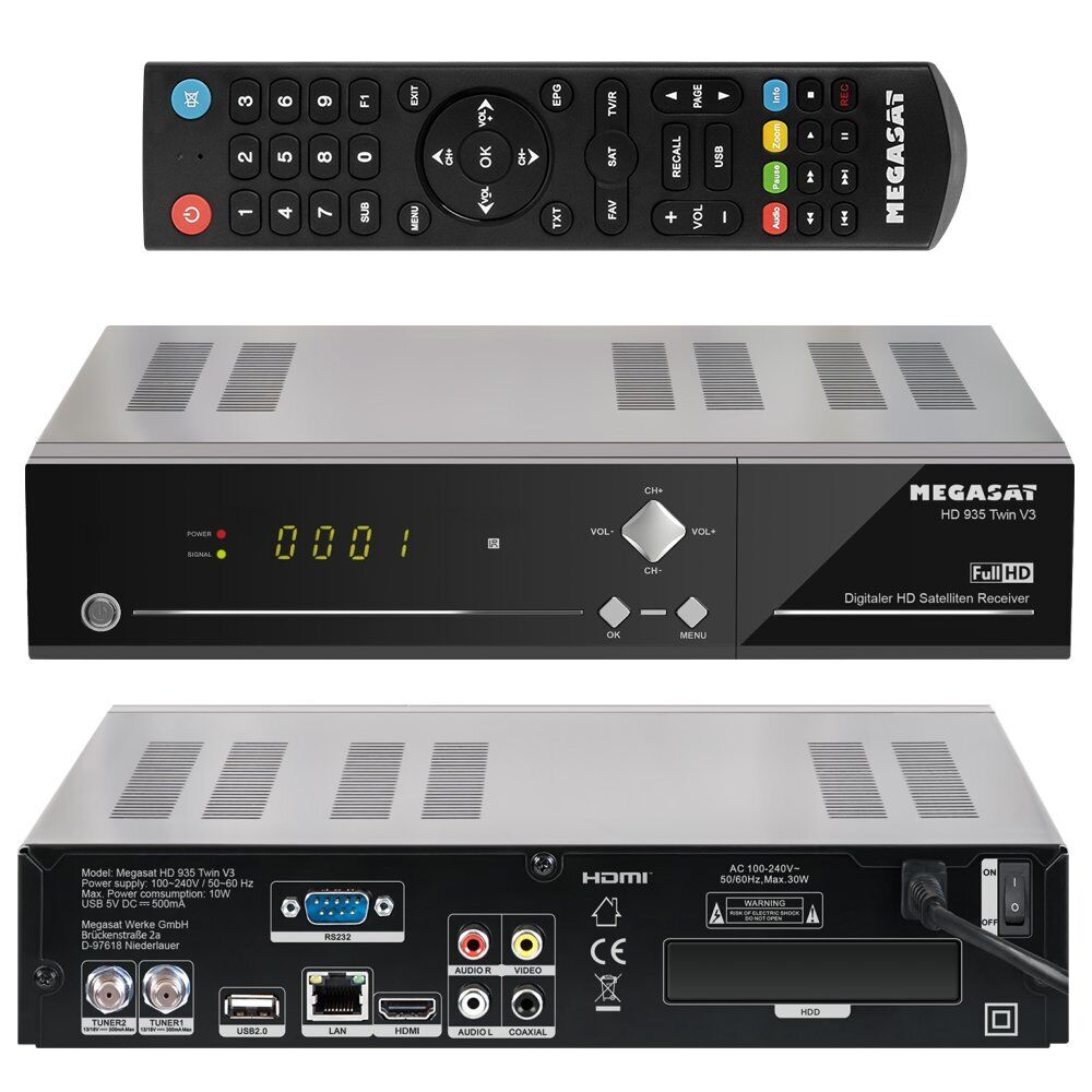 Megasat Hd 935 Twin V3 Hdtv Sat Receiver 1080P Ink. 2Tb Festplatte