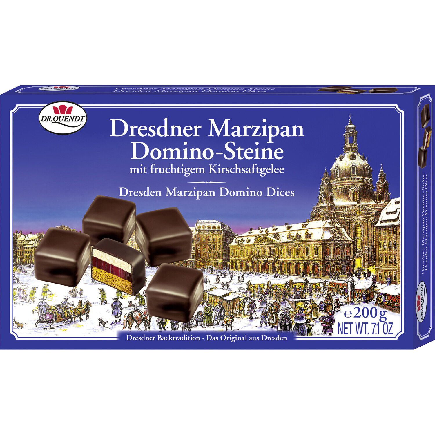 Dr. Quendt 200G Marzipan Domino Steine Mit Sauerkirschsaftgelee