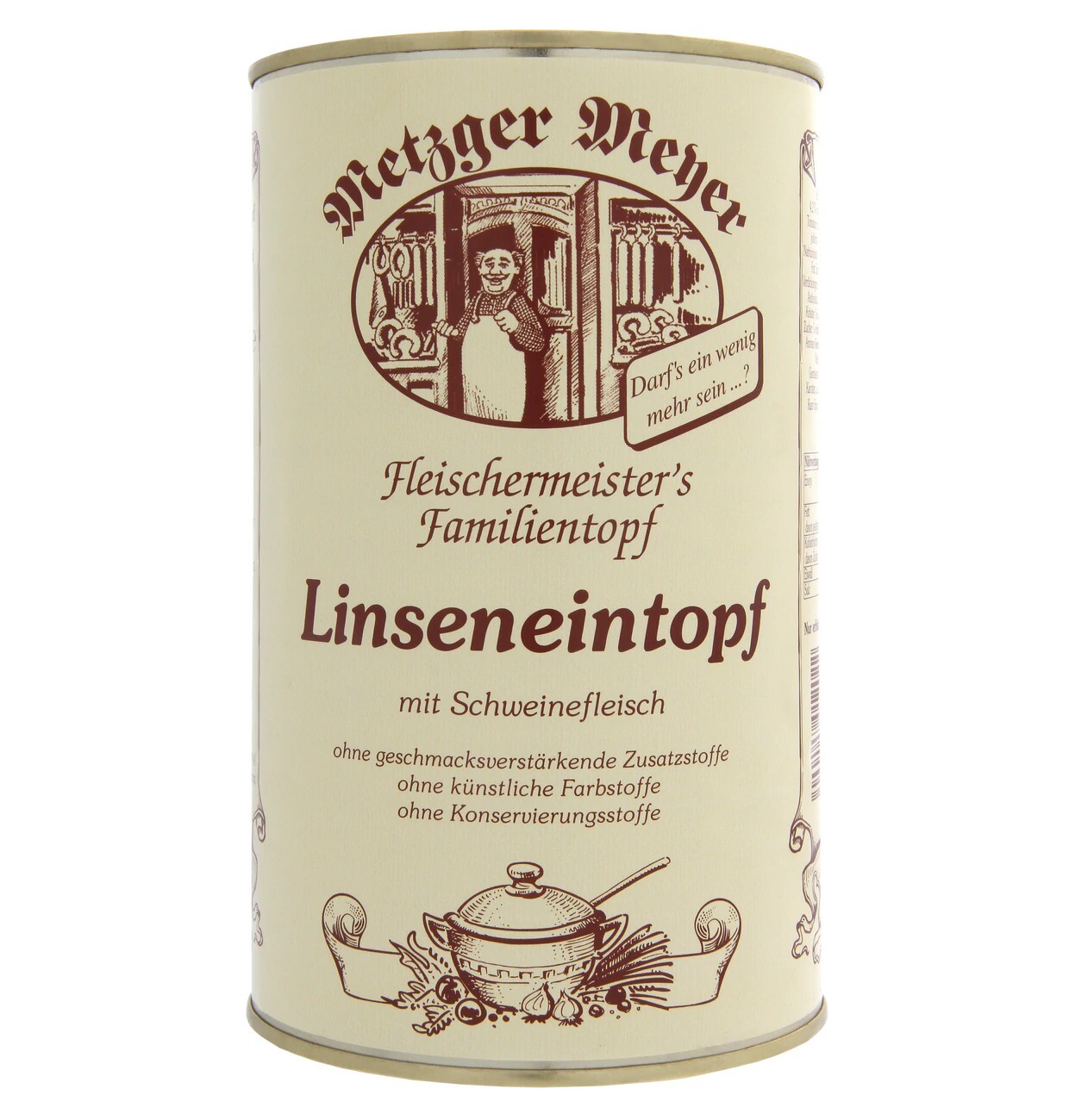 Metzger Meyer Linsentopf 1,2Kg Linseneintopf Mit Schweinefleisch In Der Dose