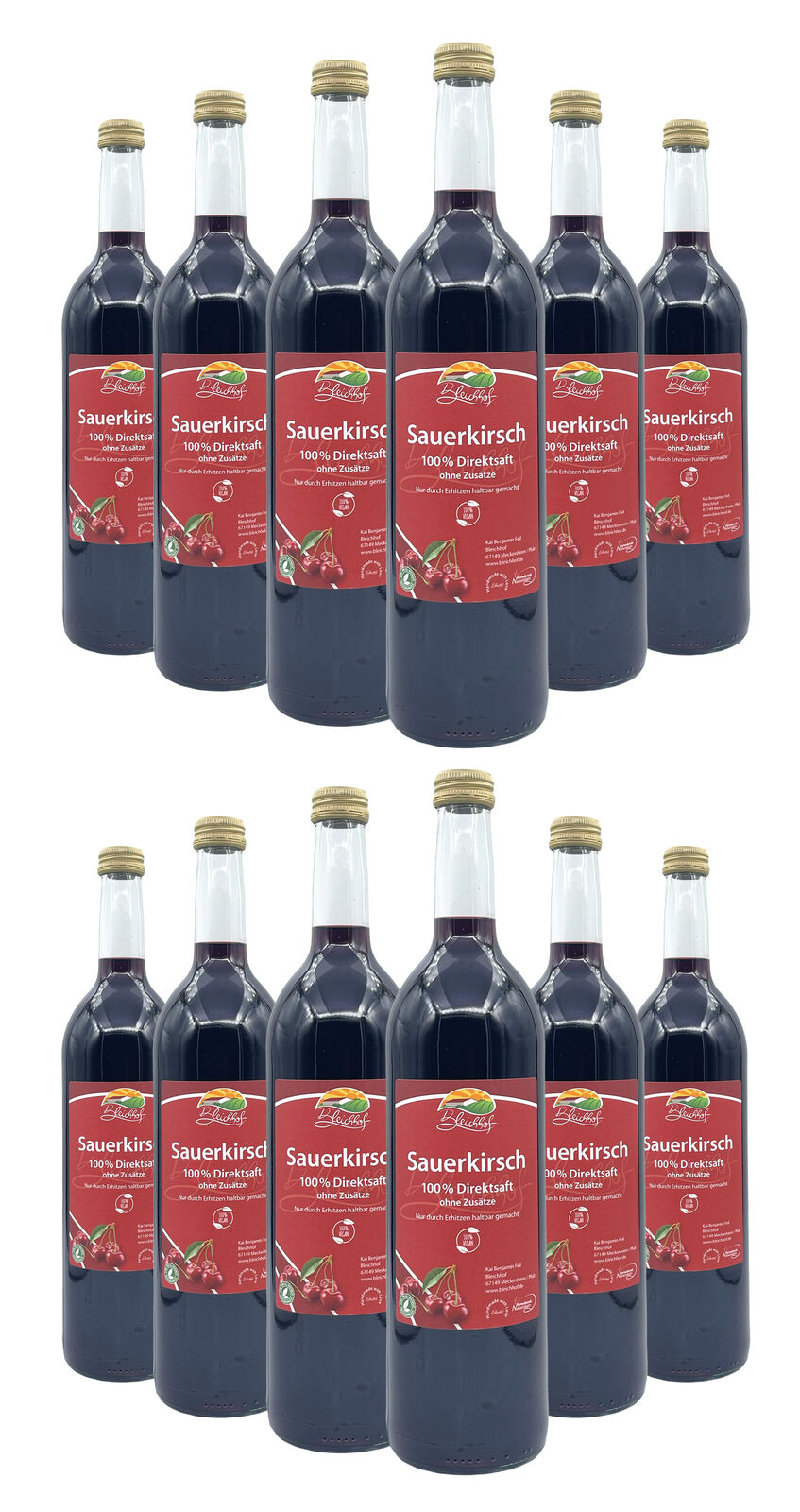 Bleichhof Sauerkirschsaft – 100% Direktsaft Ohne Zuckerzusatz, Vegan (12X 0,72L)