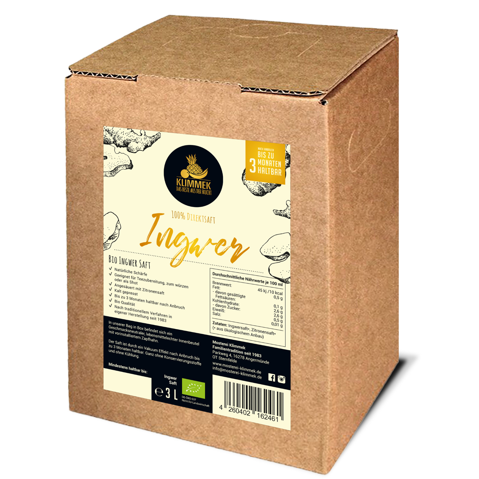 Klimmek - Bio Ingwersaft 3 L Bag In Box