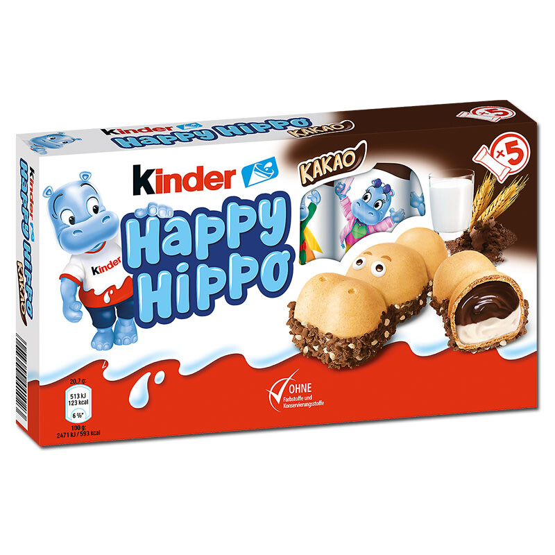 (19,22€/1Kg) Ferrero Kinder Happy Hippo Cacao 5Er Pack