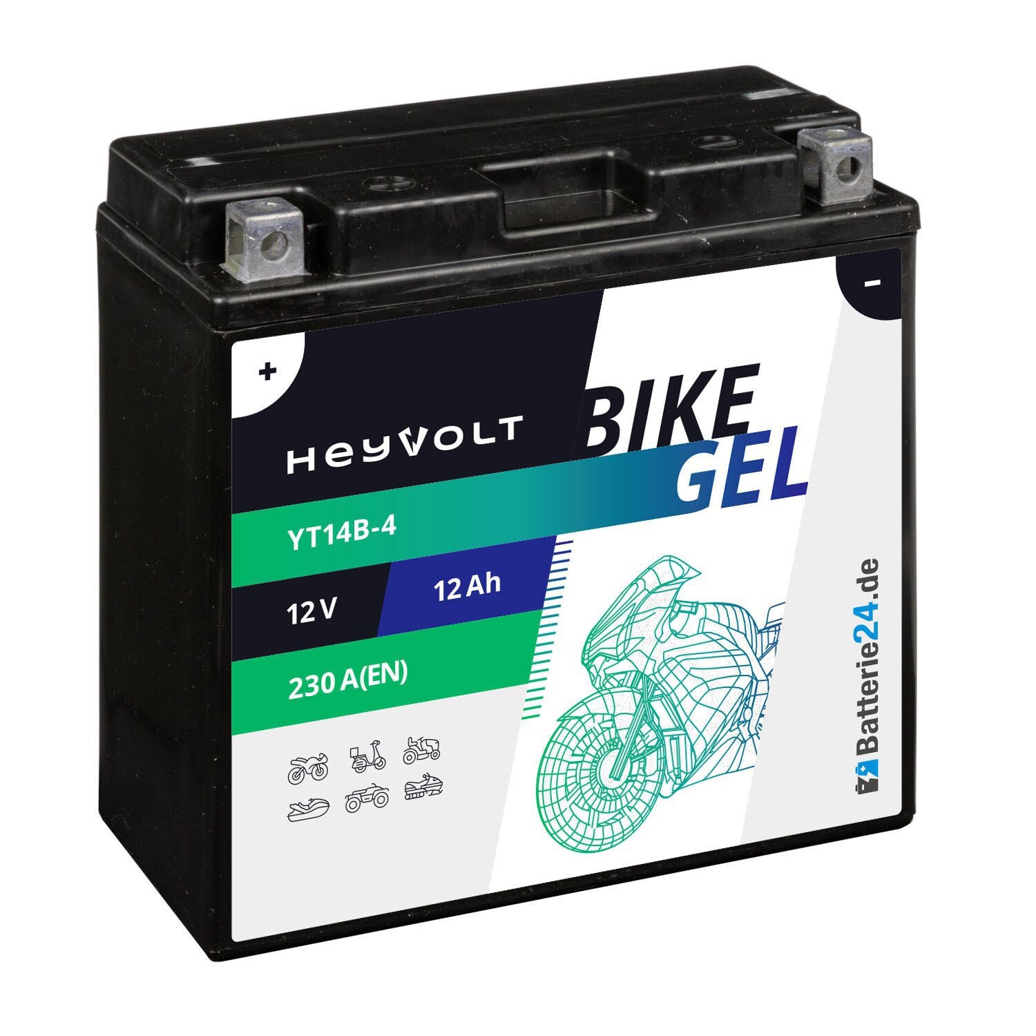 Gel Motorradbatterie 12V 12Ah 51422 Yt14B-4 Gt14B-4 Yt14B-Bs Gel12-14B-4 51201