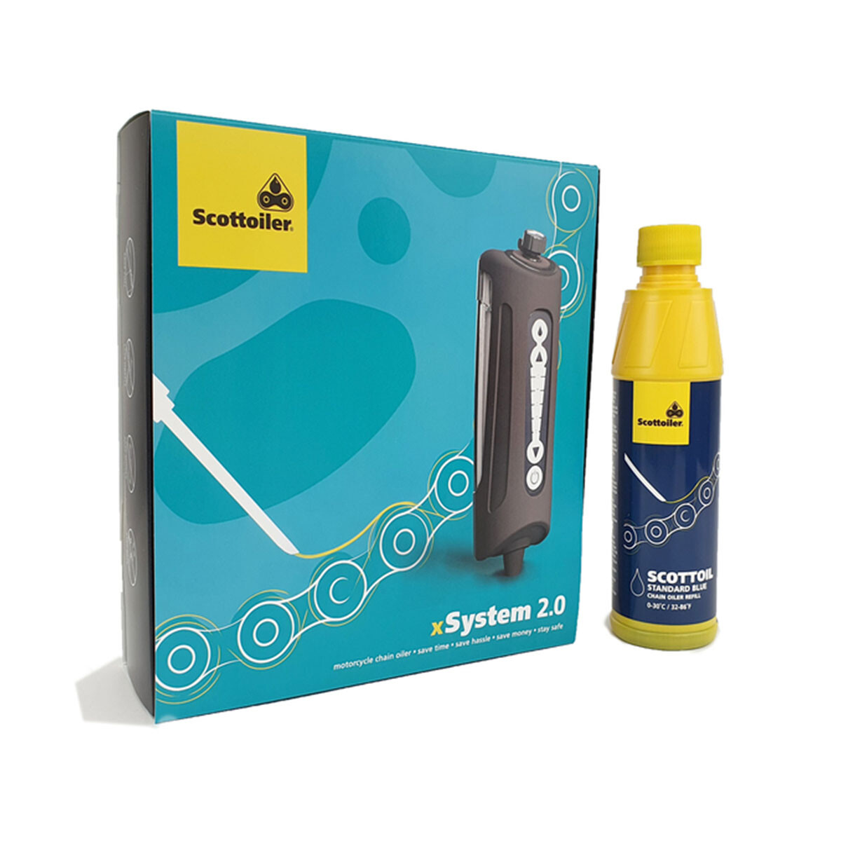 Scottoiler Xsystem 2.0 Elektronischer Kettenöler Motorrad Kettenschmiersystem