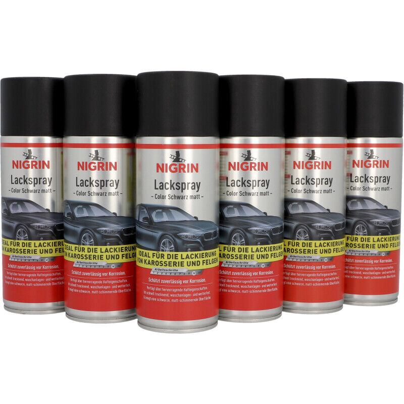 Matt Lack Schwarz Nigrin Lackspray Autolack Spraydose Mattlack 6X 400Ml
