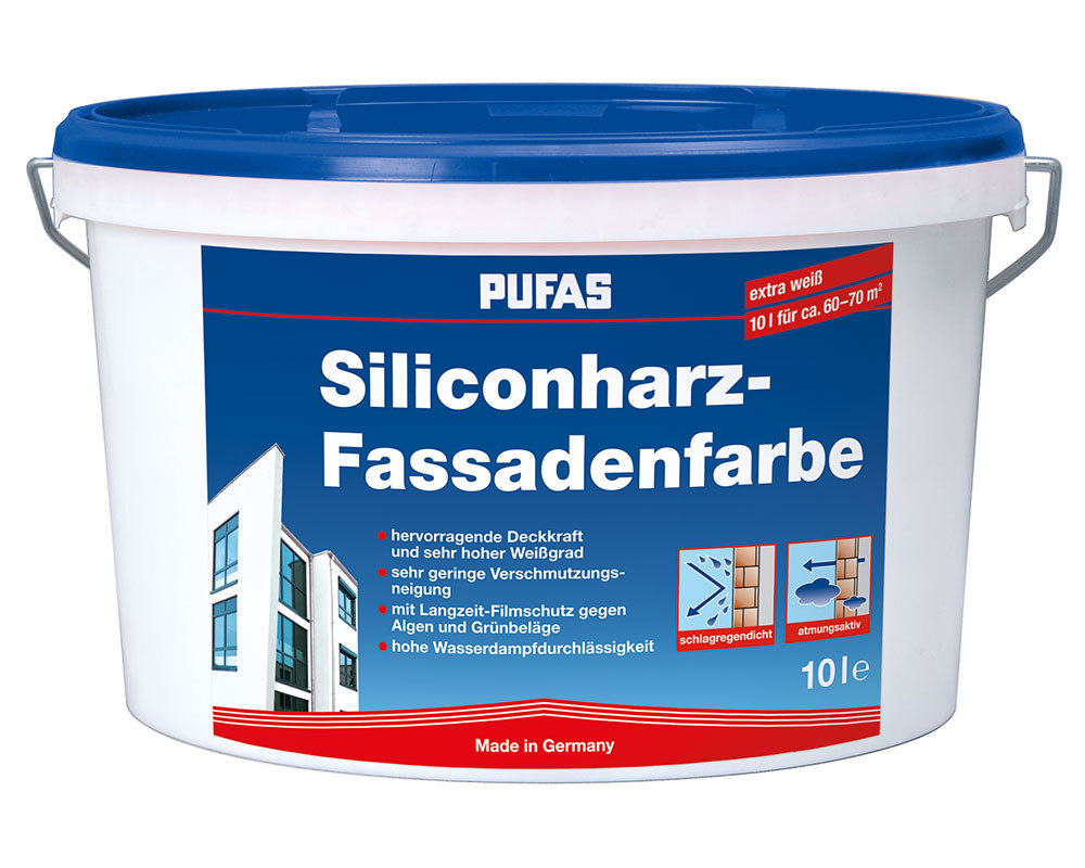 (7,70/L) Pufas  Siliconharz Fassadenfarbe Schlagregendicht Abperleffekt 10L