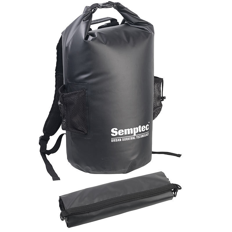 Semptec Wasserdichter Trekking-Rucksack Aus Lkw-Plane, 40 Liter, Schwarz, Ipx6