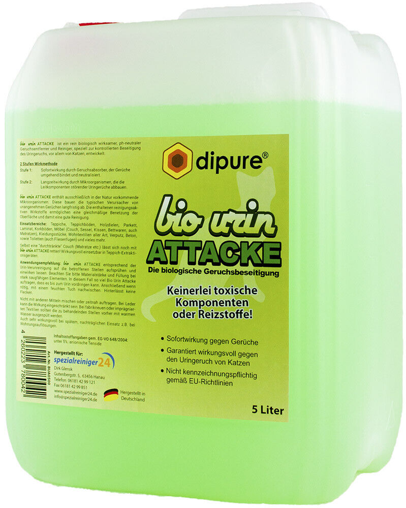 Bio Urin Attacke Gegen Katzenurin 5 Liter Kanister (10,99 Eur/L)