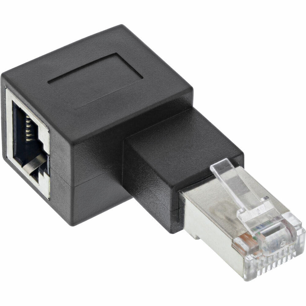 Inline® Rj45 Adapter Cat.6A, Rj45 Stecker / Buchse, 90° Nach Links Gewinkelt