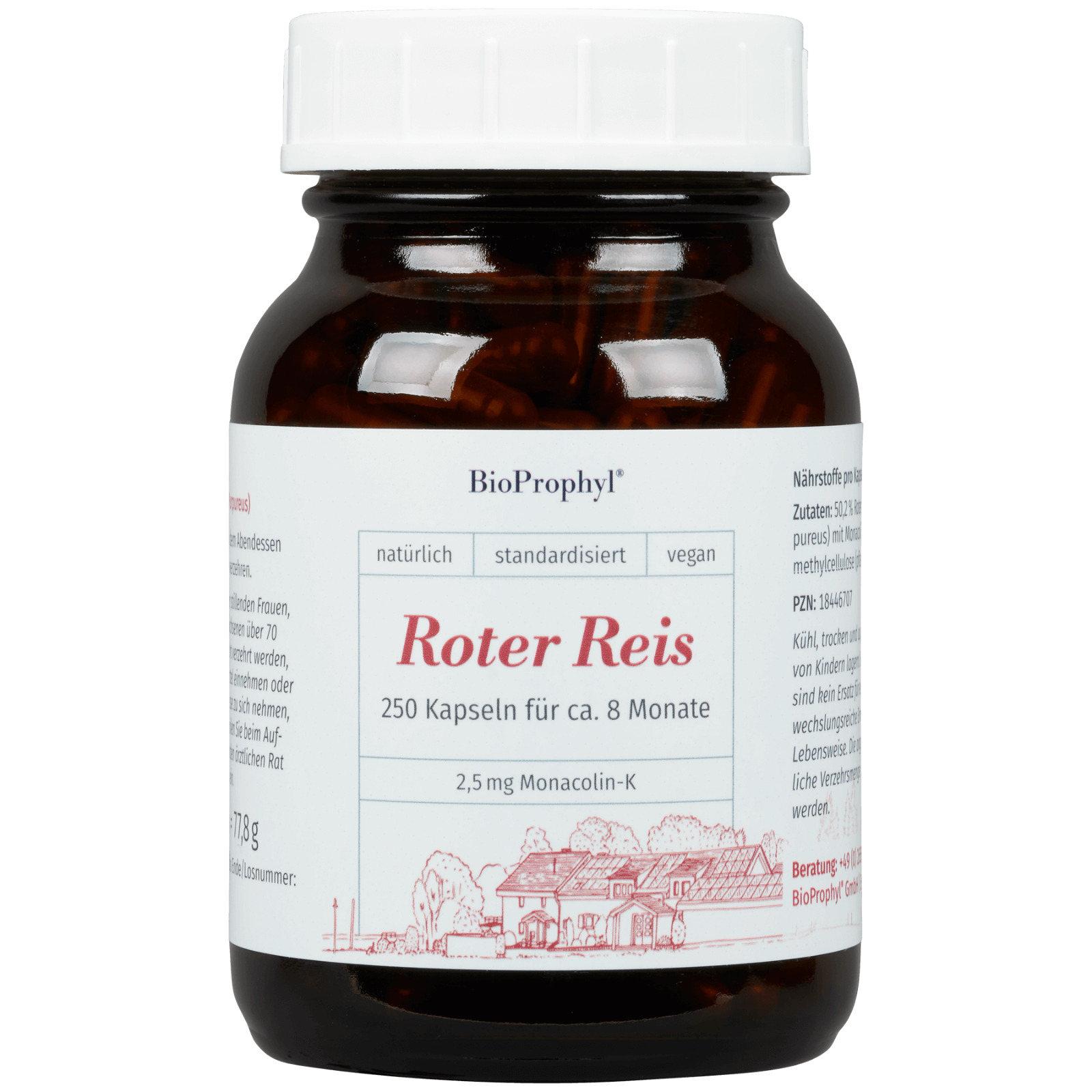 Bioprophyl Roter Reis | 2,5 Mg Monacolin-K Aus Monascus Purpureus | 250 Kapseln