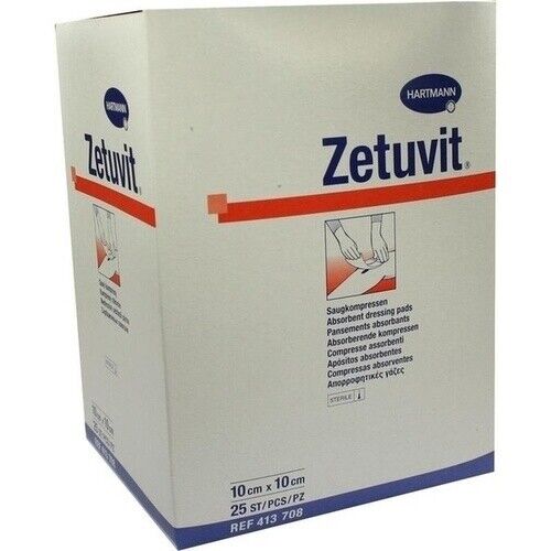 Zetuvit Saugkompressen Steril 10X10 Cm, 25 St Pzn 02724334