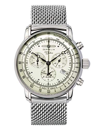 Zeppelin Herren Analog Chronograph Uhr Mit Edelstahl Armband 8680M-3