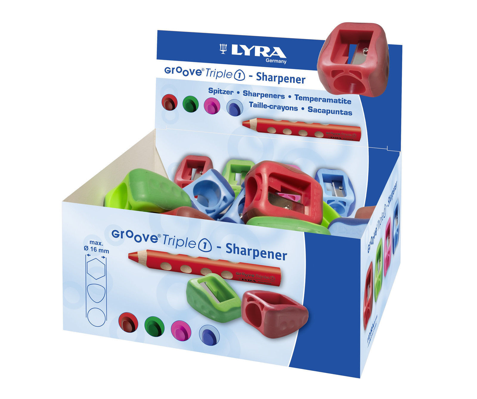Top! Lyra Groove Triple 1 Spitzer Anspitzer Dicke Stifte Bis 16Mm Kunststoff