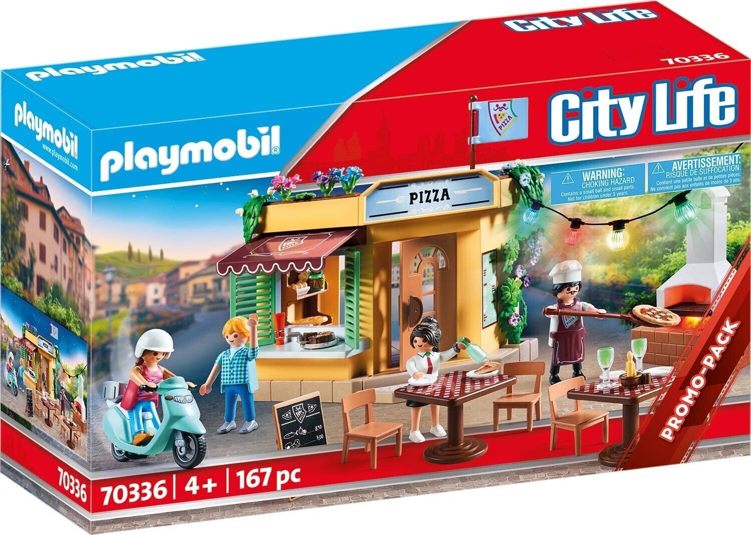 Playmobil City Life 70336 - Pizzeria Mit Außentischen Mit Lichteffekten,