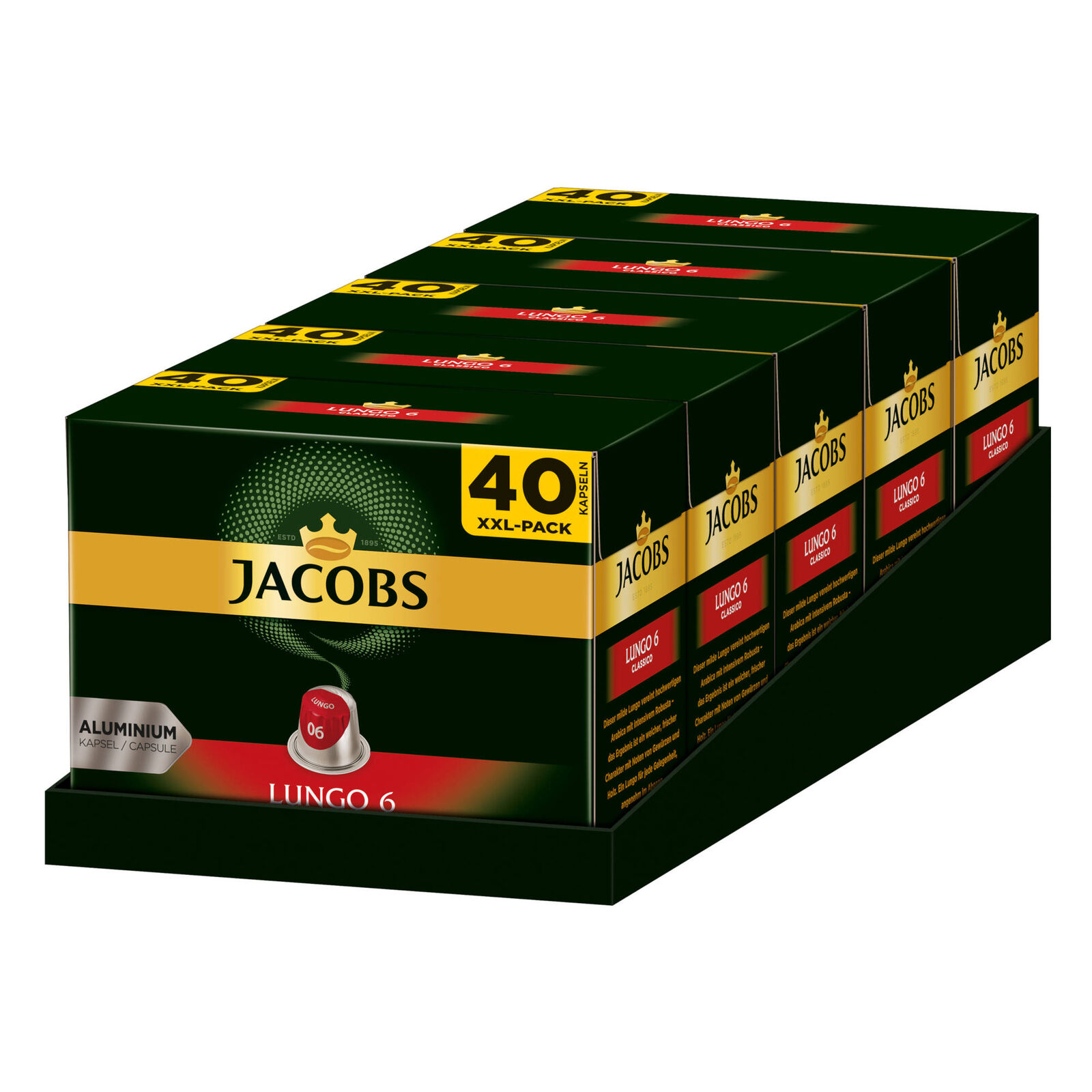 Jacobs Kapseln Lungo 6 Classico 200 Stück Xxl-Pack Nespresso®* Kompatibel