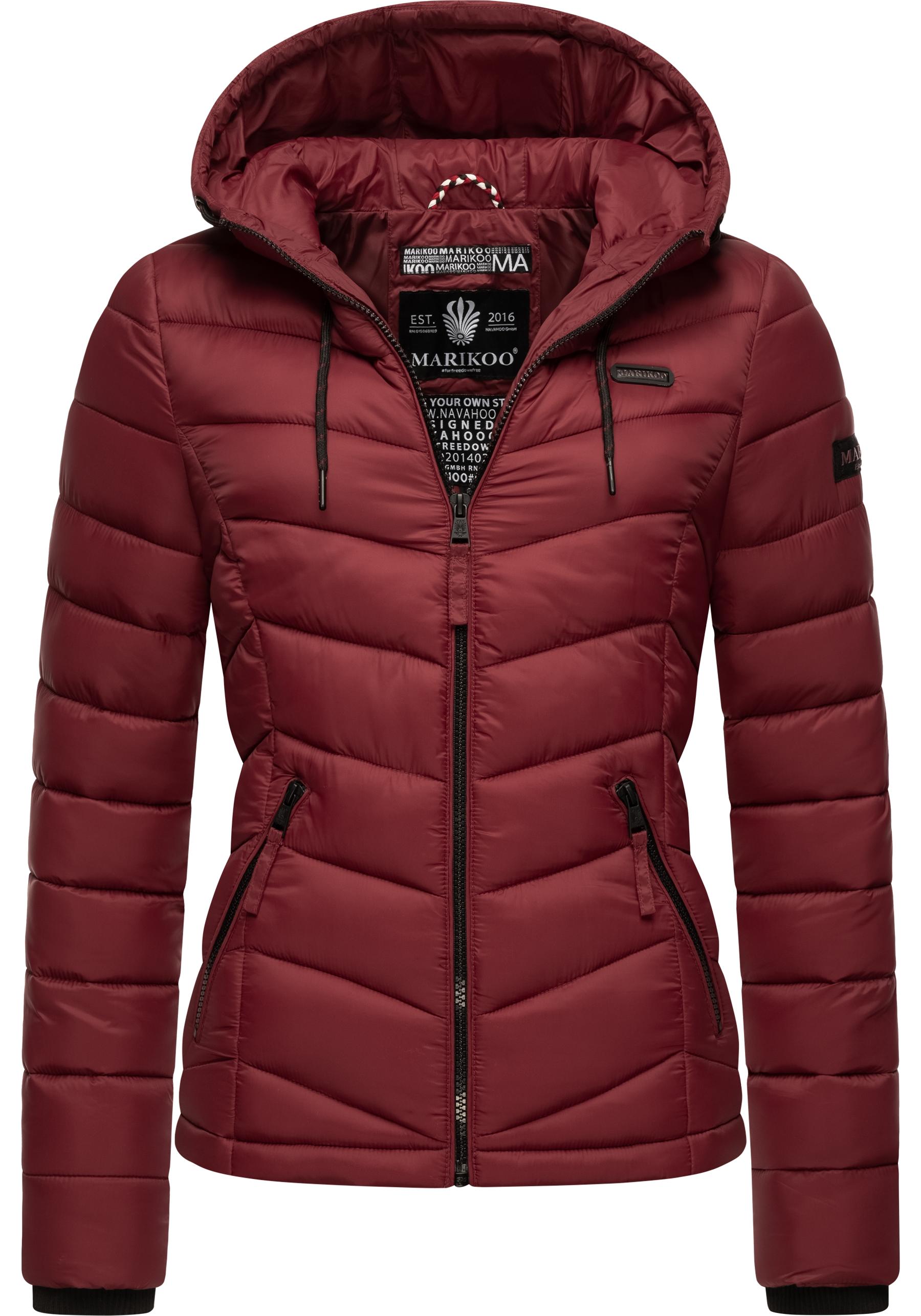 Steppjacke MARIKOO "Kuala" Gr. XXL (44), rot (dunkelrot) Damen Jacken Kurze ultraleichte Übergangsjacke mit Kapuze