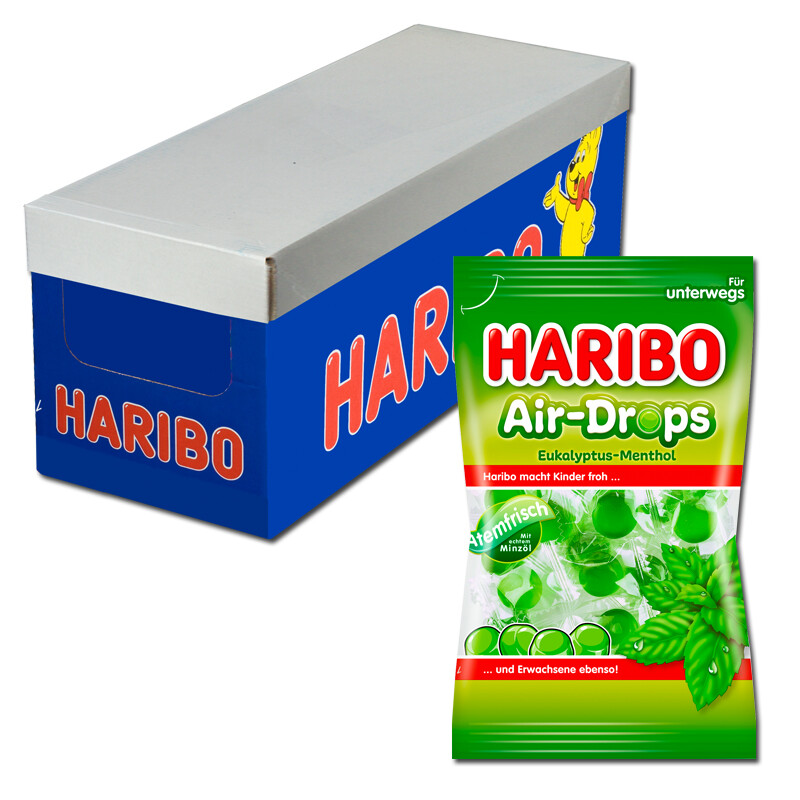 (14,48€/1Kg) Haribo Air-Drops Eukalyptus-Menthol 12 Beutel Je 100G