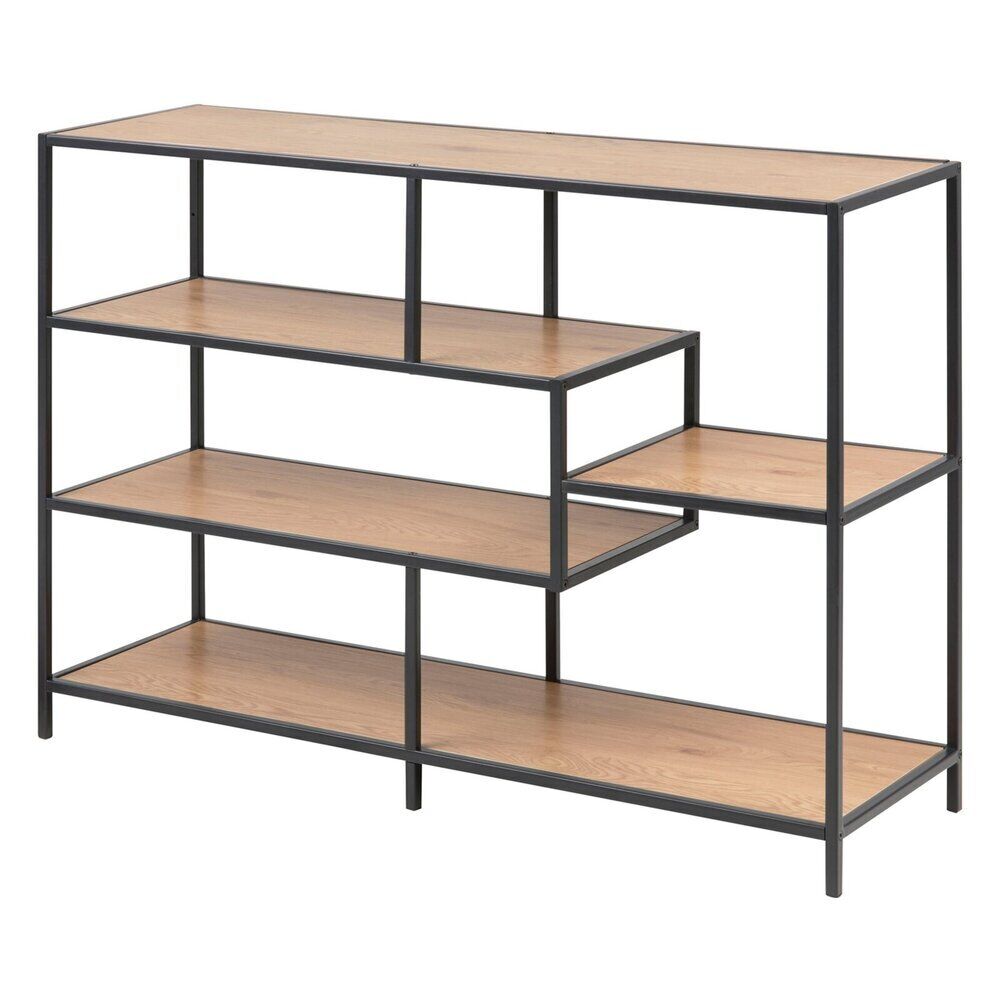 Regal - Schwarz-Wildeiche - 4 Ablagen - 114 Cm Breit Bücherregal Kellerregal
