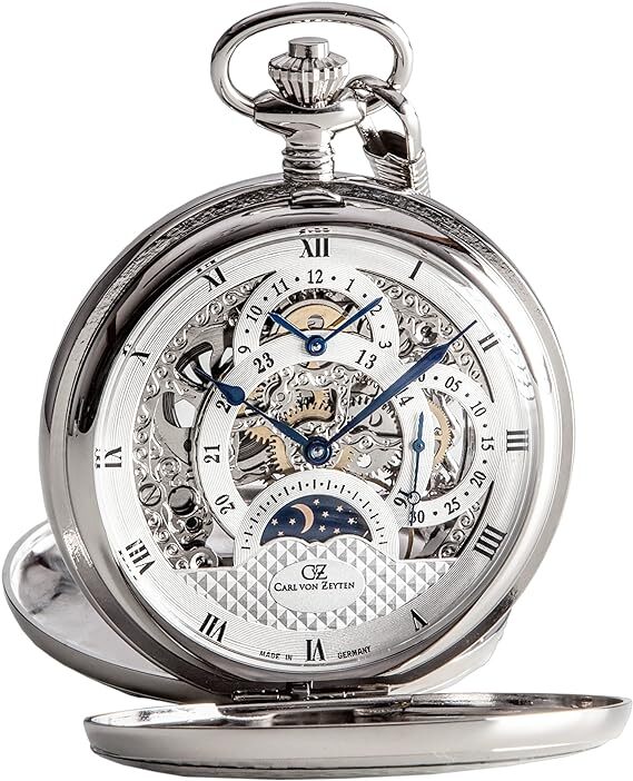 Taschenuhr Carl Zeyten Skeleton Mechanik Cvz0038Sl Edelstahl Silber Akzeptabel