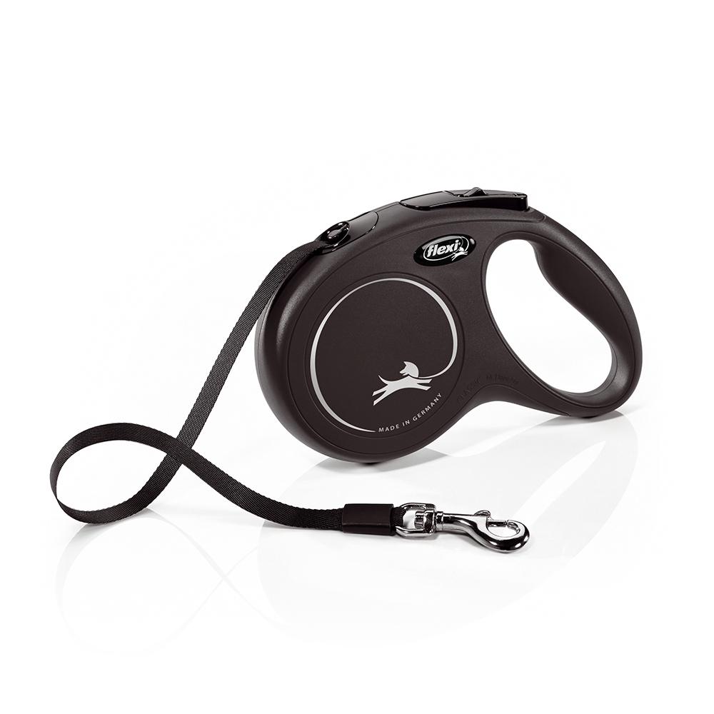 flexi New Classic Gurt-Leine M schwarz, 5m Hund Rollleine