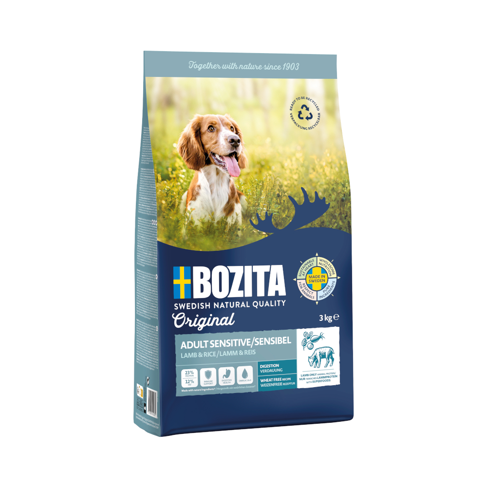 3kg Bozita Original Sensitive Digestion mit Lamm Hundefutter trocken