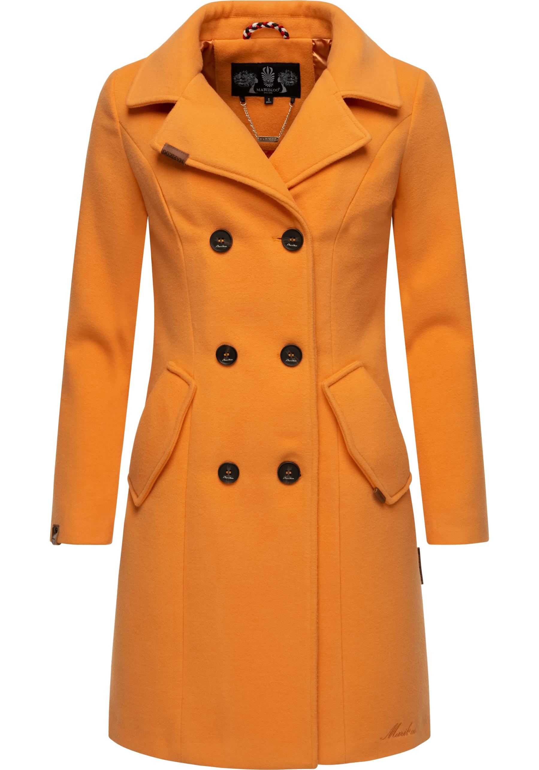 Wintermantel MARIKOO "Nanakoo" Gr. XL (42), orange (pfirsich) Damen Mäntel Wintermäntel edler Trenchcoat in Wollmantel-Optik