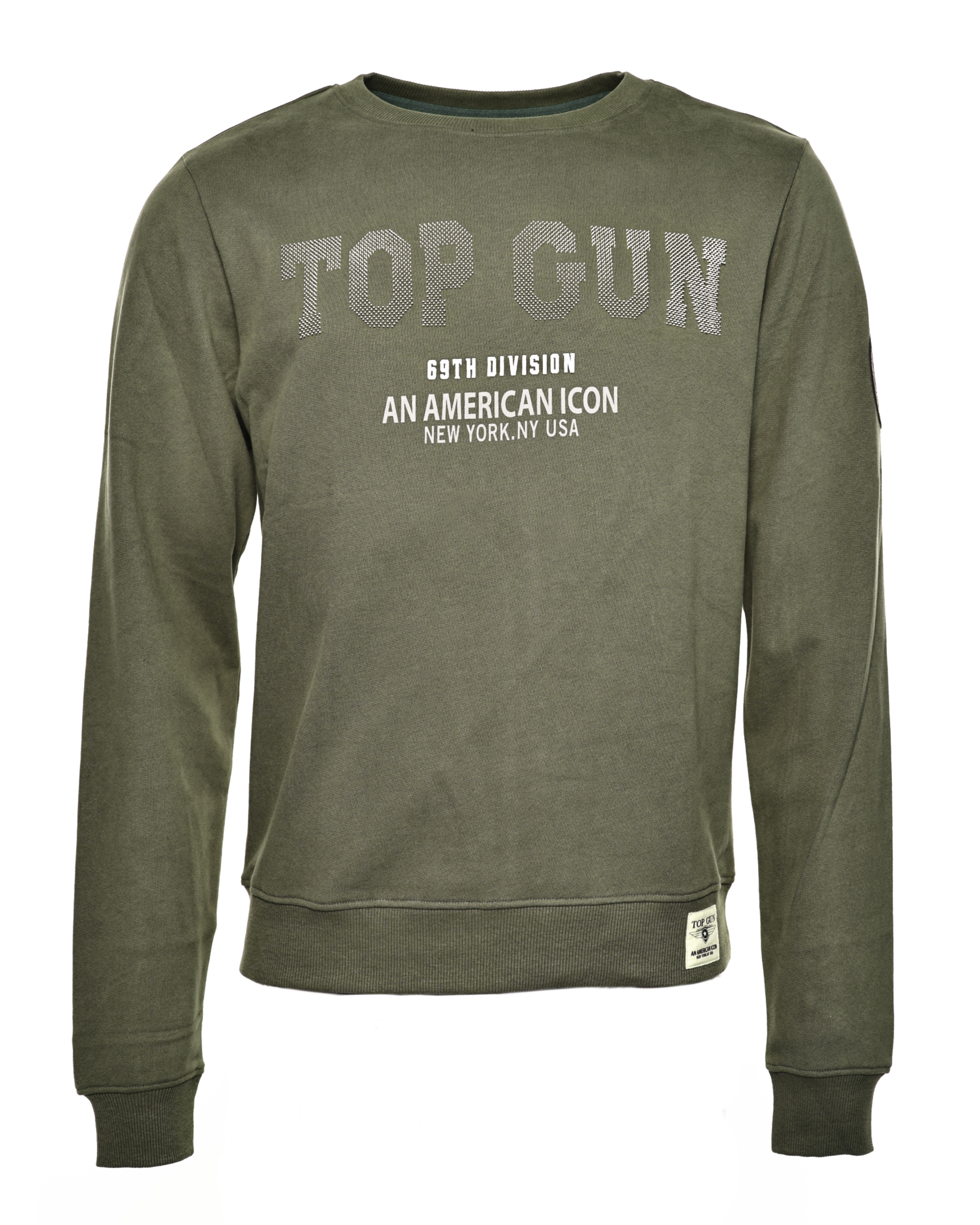 Sweater TOP GUN "TG20213007" Gr. 52 (L), grün (oliv) Herren Sweatshirts