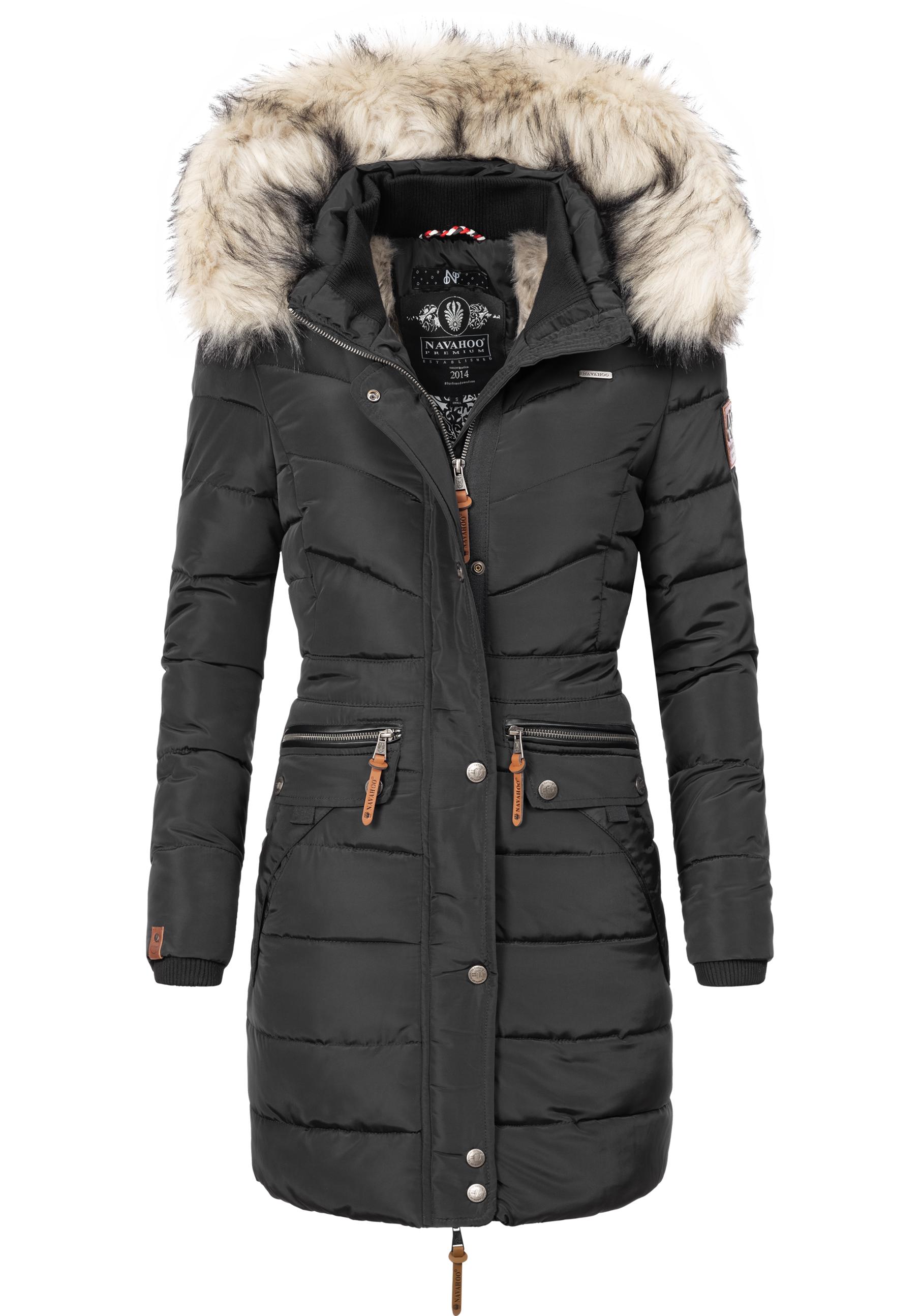 Steppmantel NAVAHOO "Paula" Gr. M (38), schwarz Damen Mäntel Übergangsmäntel stylischer Winter Parka m. edlem Fellimitat