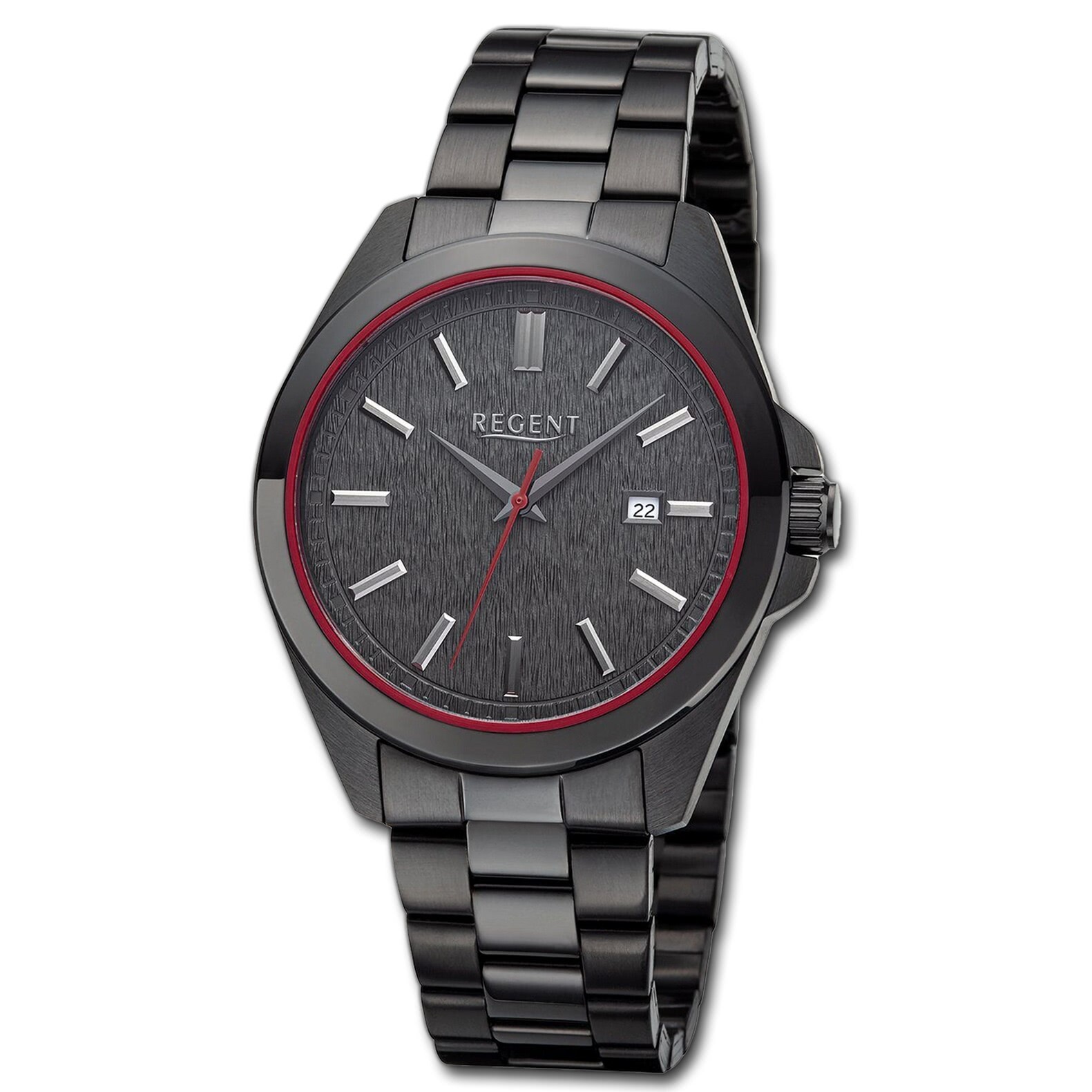 Regent Herren Armbanduhr Analog Metallarmband schwarz URBA815