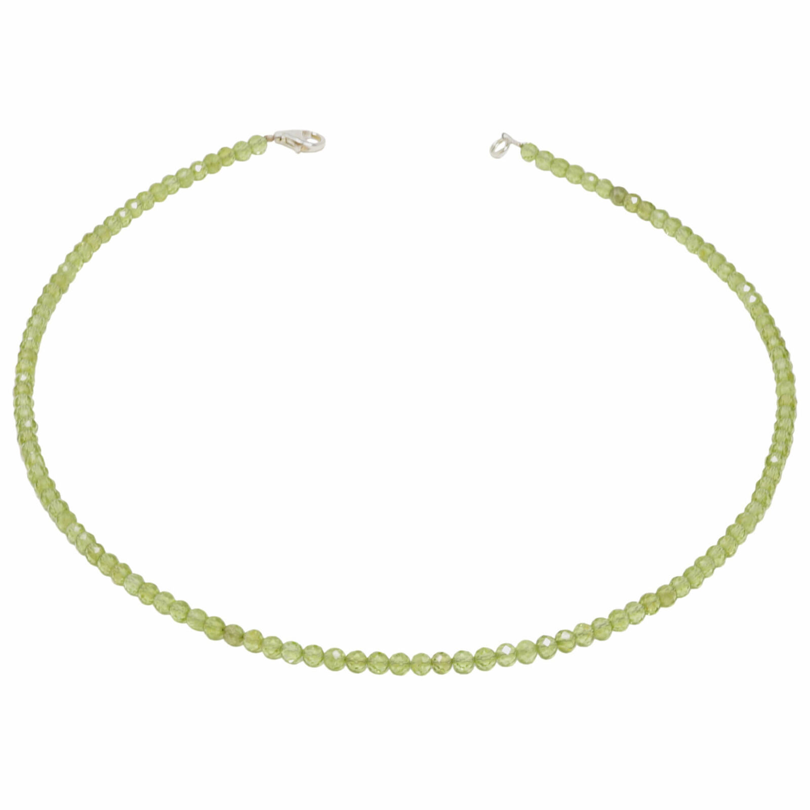 Kette Collier aus echtem Peridot grün facettiert Ø 4mm funkelnd 925 Silber 48cm