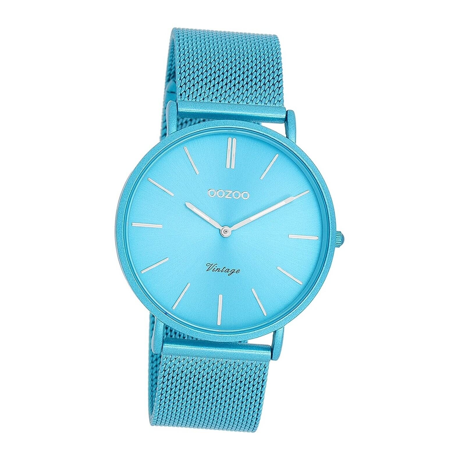 Oozoo Damen Armbanduhr Vintage Analog Edelstahl blau UOC20331