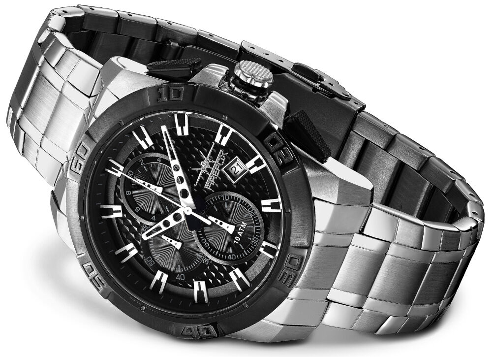 FIREFOX PHANTOM Edelstahl Flieger Chronograph Herrenuhr FFS260 schwarz 10 ATM