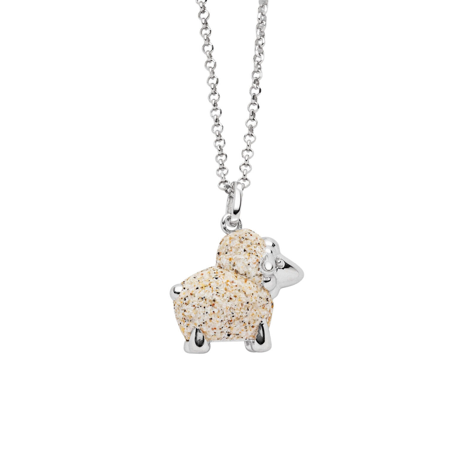DUR Schmuck Anhänger SCHAF, Strandsand, Silber 925/- rhodiniert (P4325)