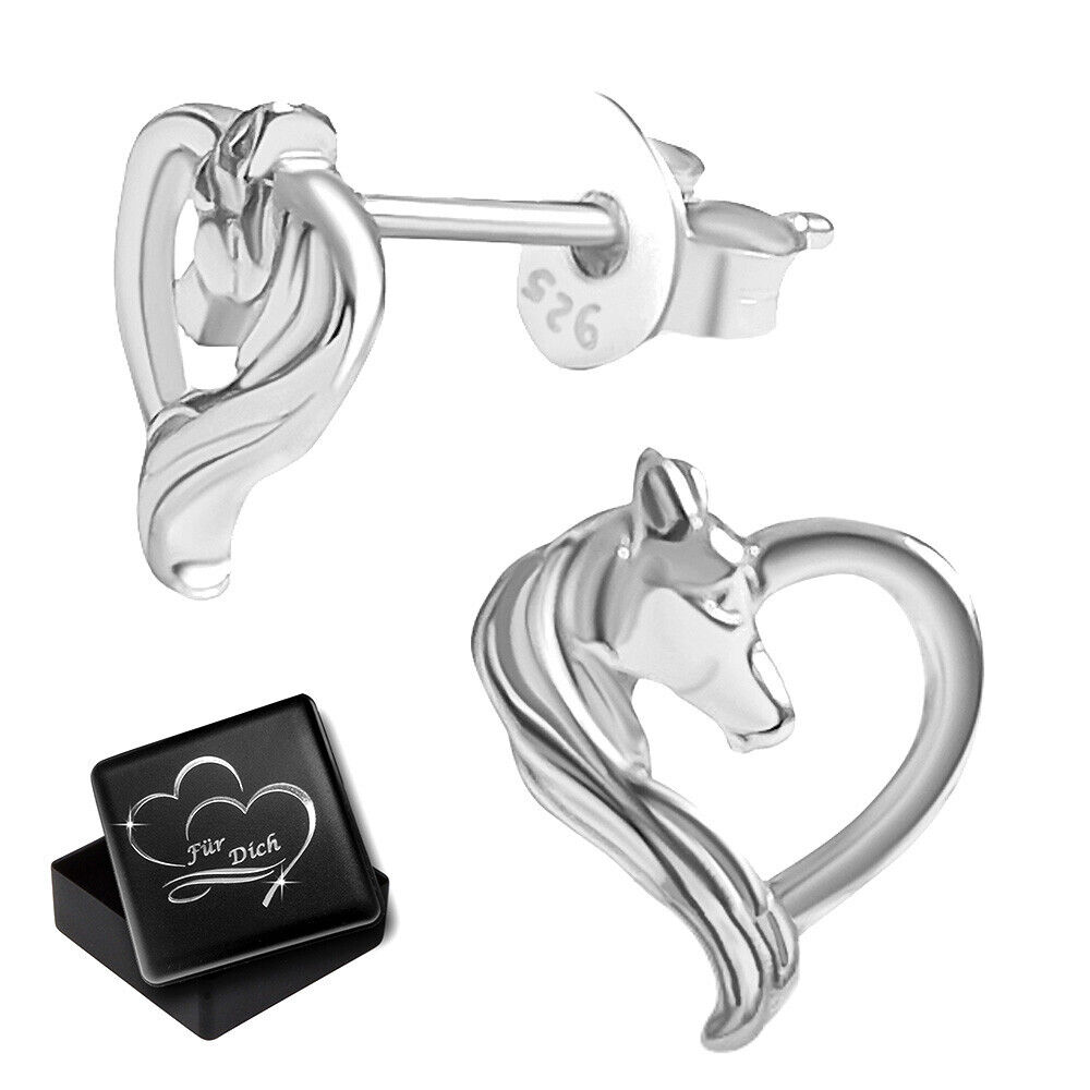 Kinder Mädchen Damen Ohrstecker Pferd 925 Sterling Silber Ohrringe für jeden Tag