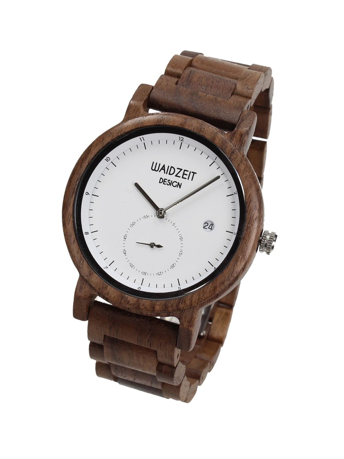 Waidzeit Maximilian weiß Uhr Herrenuhr Holz Datum Braun XW01