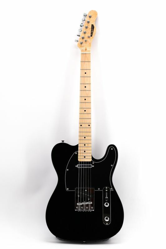 E-Gitarre TL-Style Deluxe Schwarz Black Maple Schülergitarre Hochglanz Ahorn