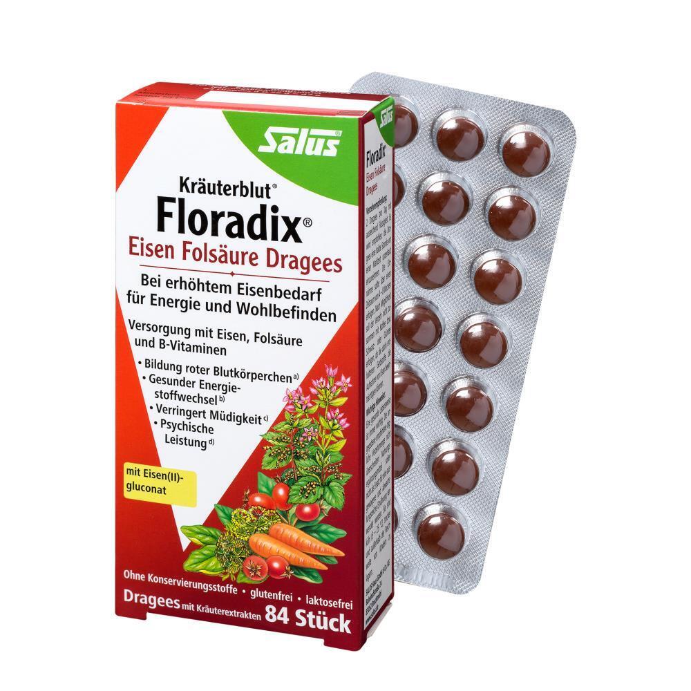 Salus Kräuterblut - Floradix Eisen-Folsäure - 84 Dragees (0,18 EUR/)