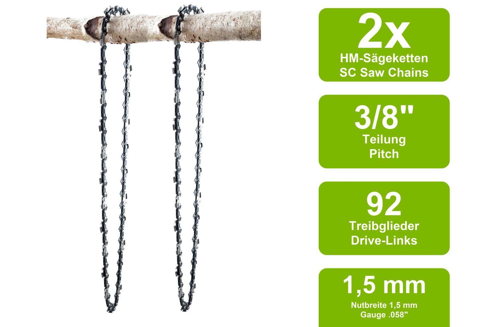 2 Sägeketten passend für Makita DCS7900 | 70cm 3/8 92TG 1,5mm