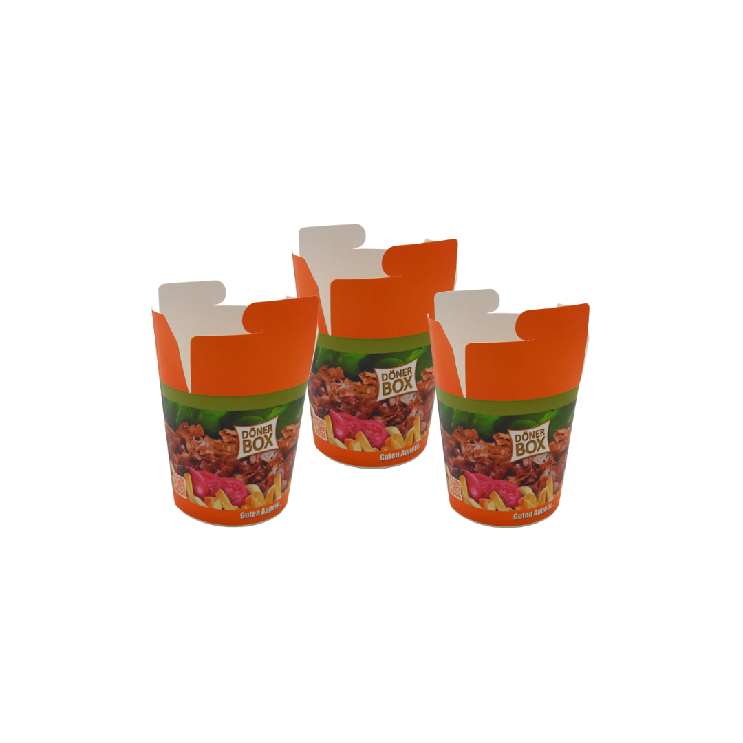 500 Stück Dönerboxen Guten Appetit (26 OZ) 750 ml Pappbox Kebab Faltbox Foodbox