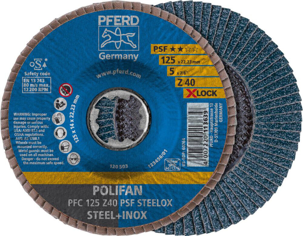 PFERD Fächerschleifscheibe X-LOCK STEELOX K40PSF 115mm