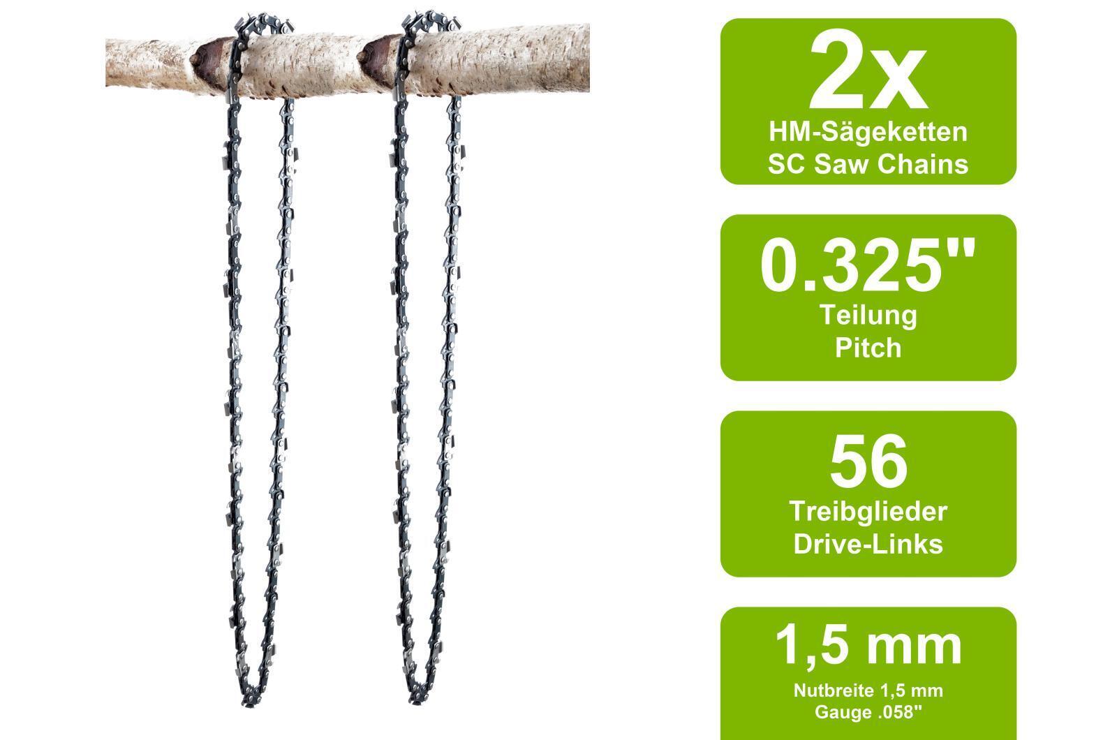 2 Sägeketten passend für Jonsered 2014 | 33cm 0.325 56TG 1,5mm