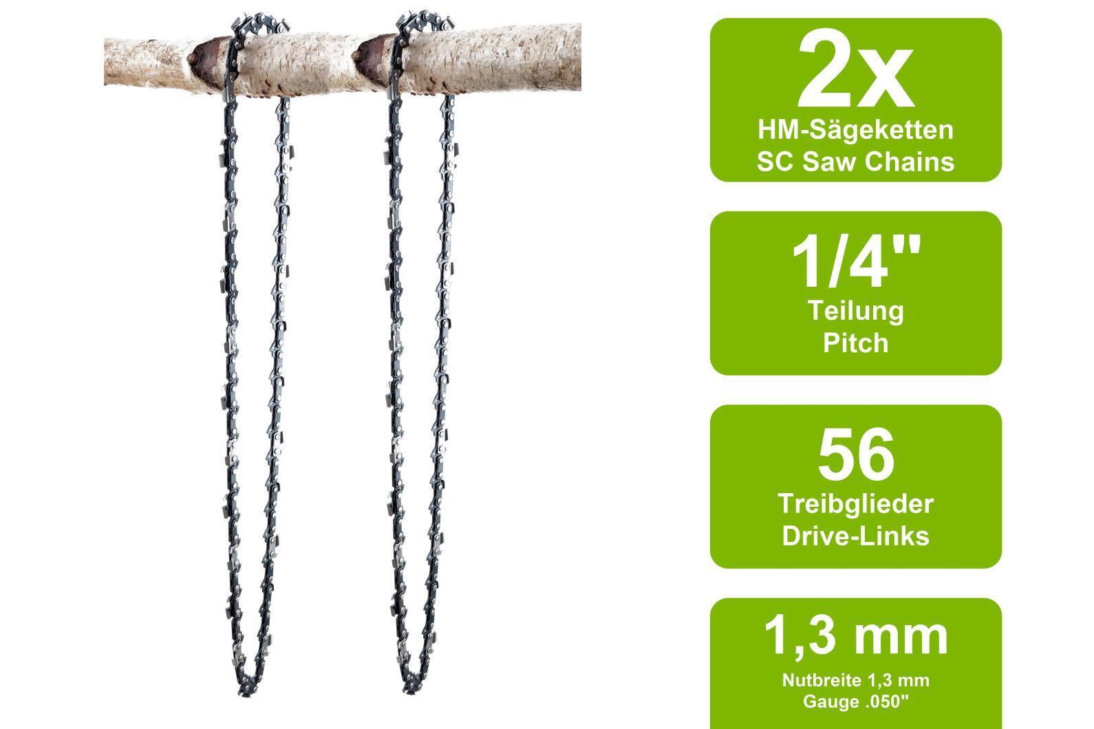 2 Sägeketten passend für Stihl MS231 | 25cm 1/4 56TG 1,3mm