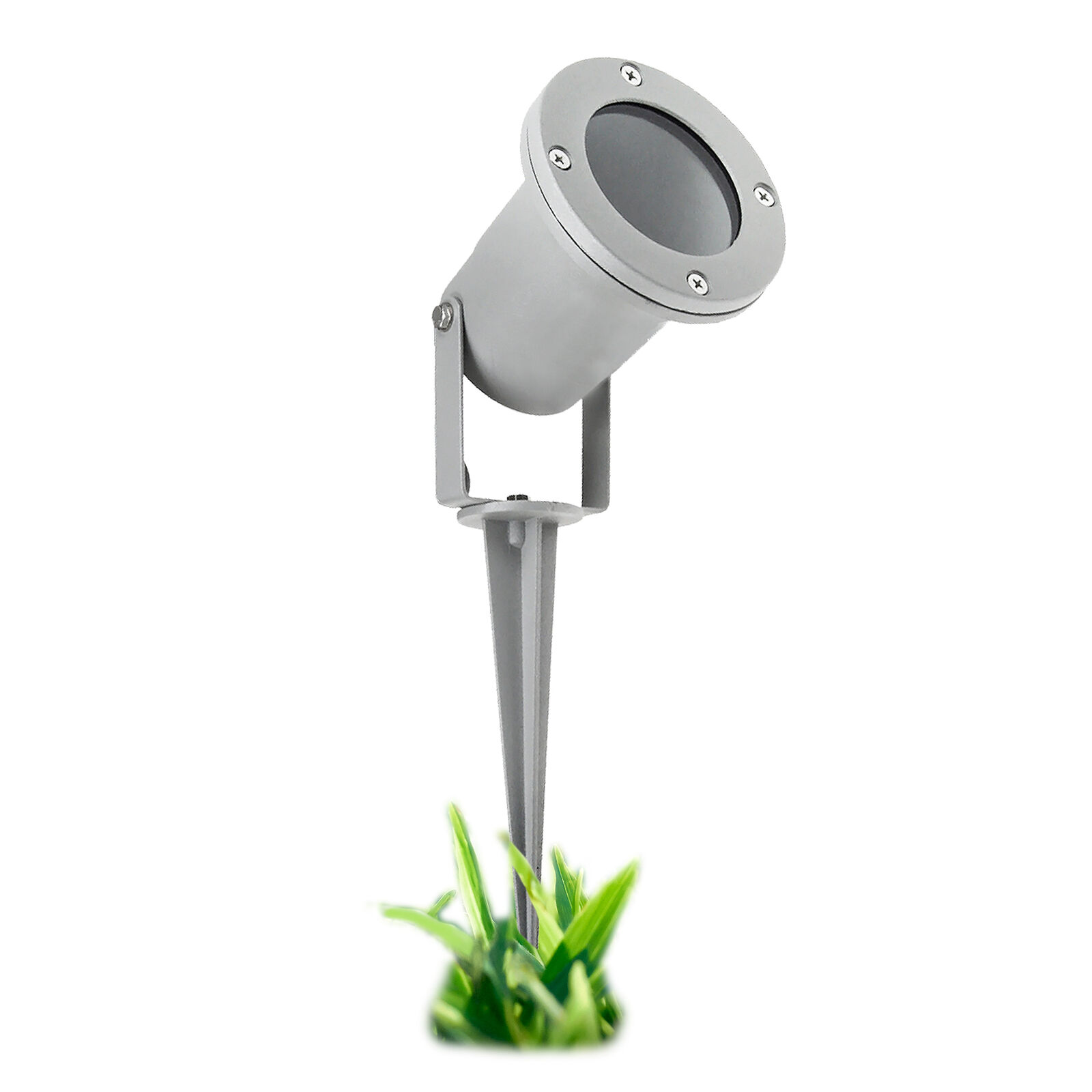 LED-Gartenstrahler, Erdspieß + Kabel, grau, 3W warmweiß, GU10 230V IP65/ IP44