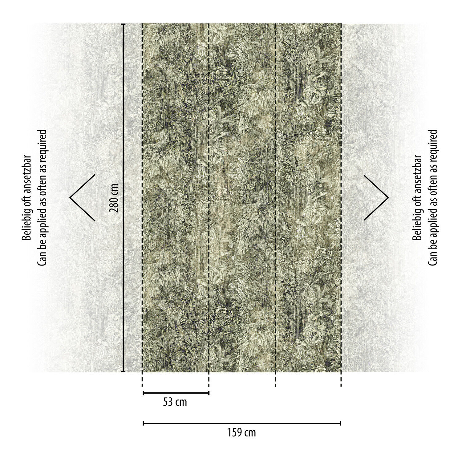 Fototapete Dschungel Pflanzen Tropen Antik Floral Beige Grün 39313-1 (8,07€/1qm)