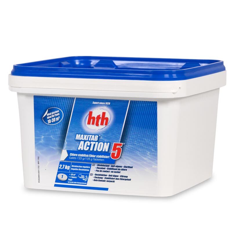 NEU MaxiTab ACTION 5 - 135g Multifunktionstabletten 2,7 kg von hth für 10m³ Pool