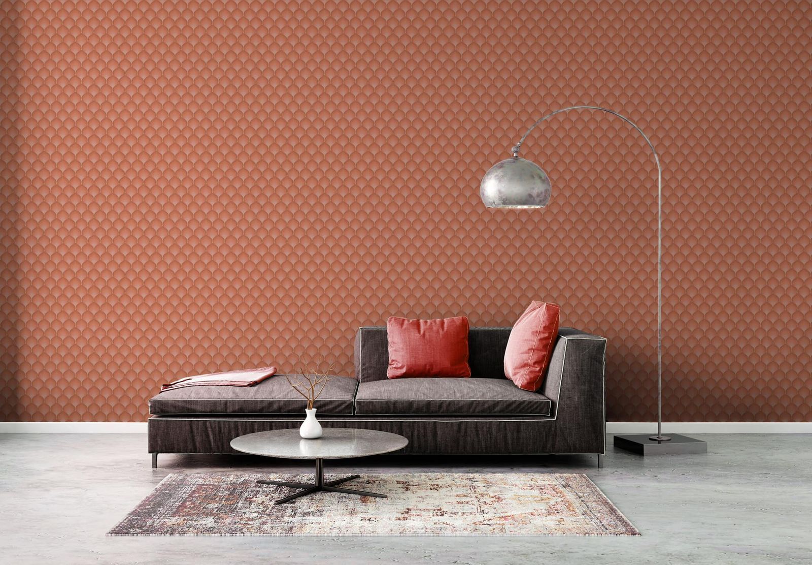 Vliestapete Geometrisch Fächer Muster Retro Rot Orange 39538-5 (6,41€/1qm)