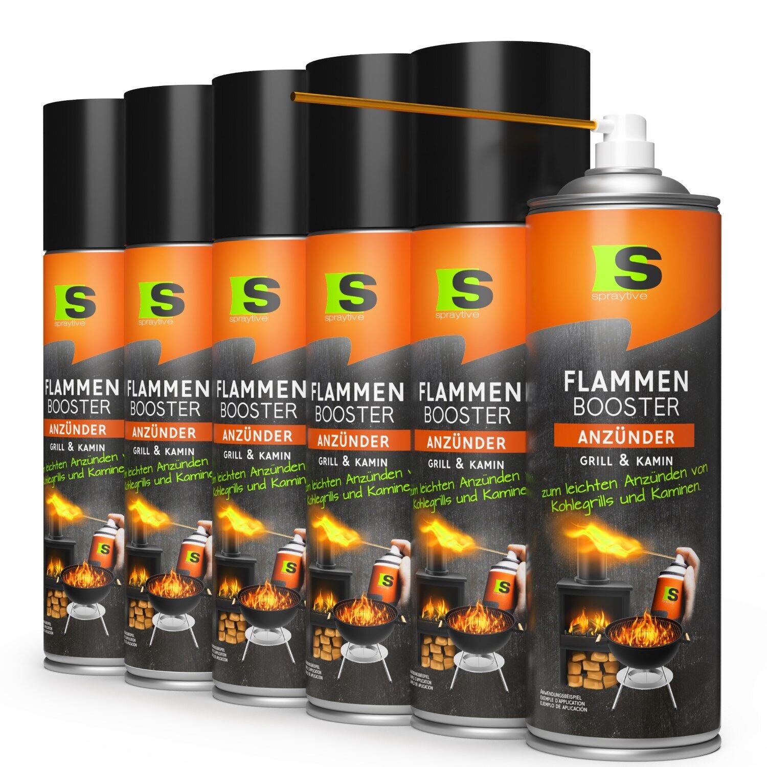 Spraytive 6x500ml Grillanzünder Spray Kaminanzünder Kohleanzünder Holzanzünder