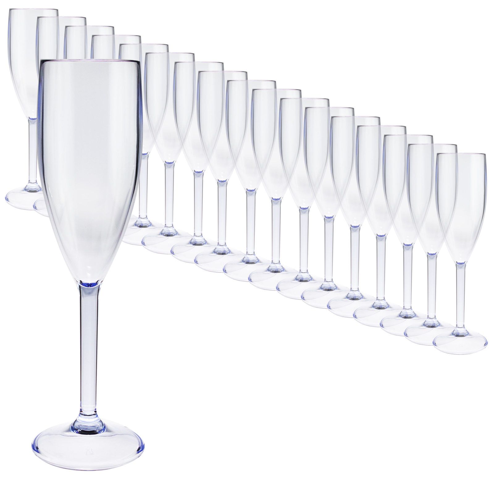 18x Acryl Champagner Fluter Sektglas 150 ml blau transparent BPA frei Gläser Set