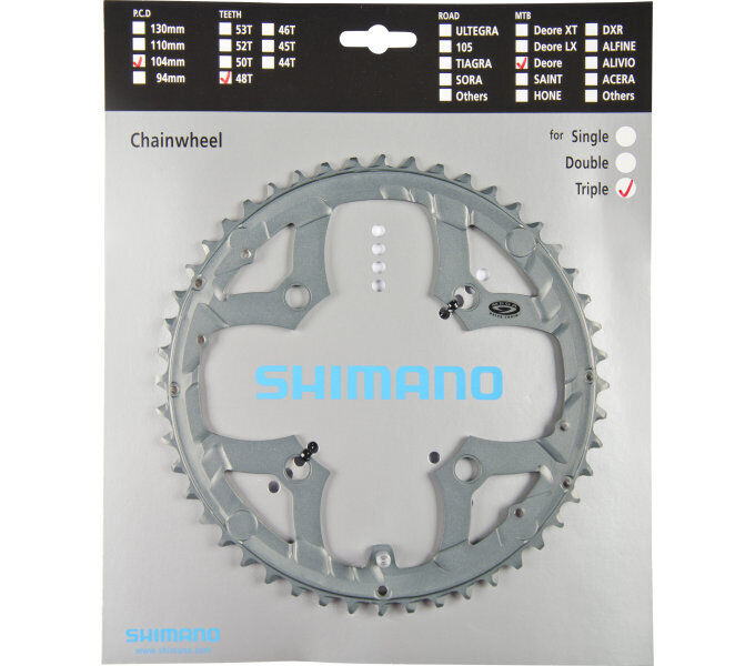 SHIMANO Kettenblätter DEORE FC-M591, 48 Zähne, 104 mm, Grau, Aluminium Y-1LE9807