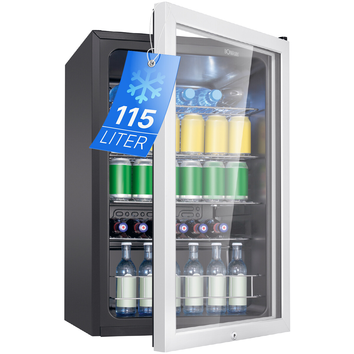 Bomann Glastür-Kühlschrank KSG 7288, 115 L, LED, abschließbar, NEU